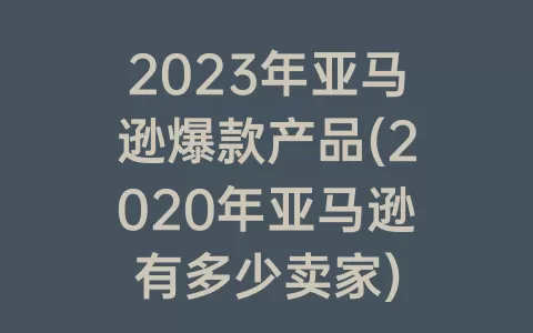 2023年亚马逊爆款产品(2020年亚马逊有多少卖家)