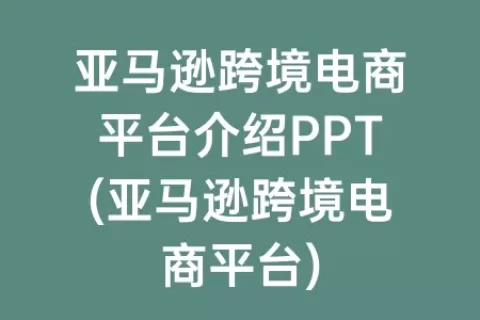 亚马逊跨境电商平台介绍PPT(亚马逊跨境电商平台)
