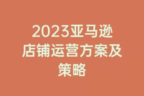 2023亚马逊店铺运营方案及策略