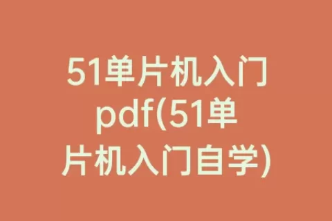 51单片机入门pdf(51单片机入门自学)