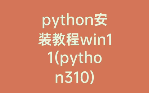 python安装教程win11(python310)