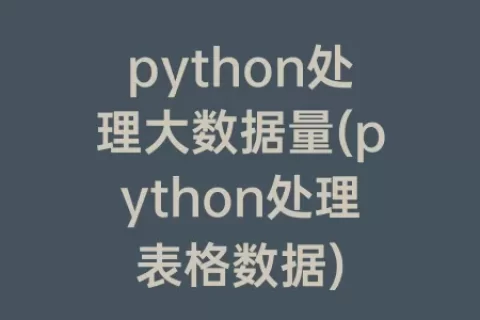 python处理大数据量(python处理表格数据)