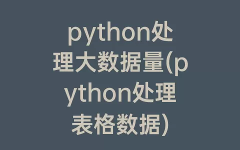 python处理大数据量(python处理表格数据)