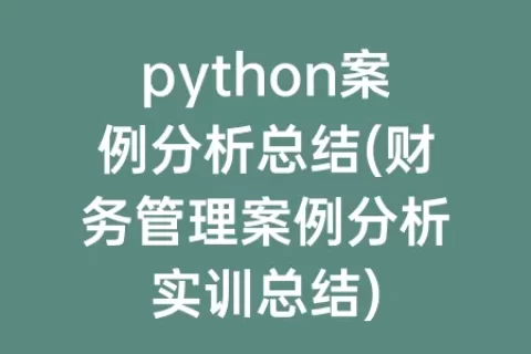 python案例分析总结(财务管理案例分析实训总结)