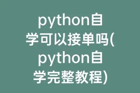 python自学可以接单吗(python自学完整教程)
