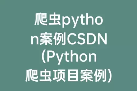爬虫python案例CSDN(Python爬虫项目案例)