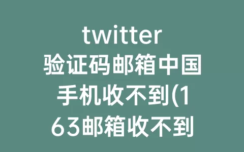 twitter验证码邮箱中国手机收不到(163邮箱收不到twitter验证码)