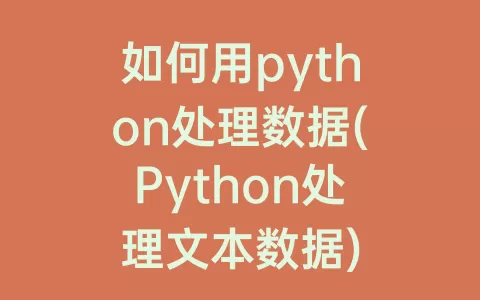 如何用python处理数据(Python处理文本数据)