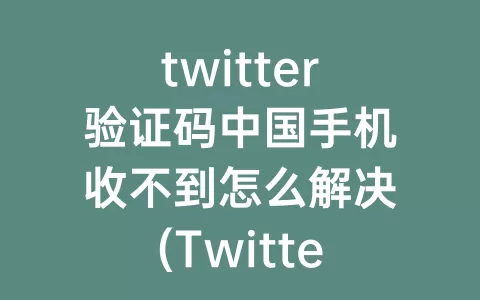 twitter验证码中国手机收不到怎么解决(Twitter收不到手机验证码)