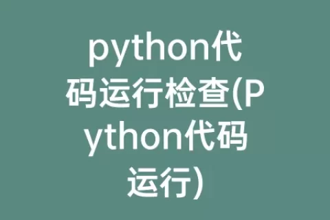 python代码运行检查(Python代码运行)