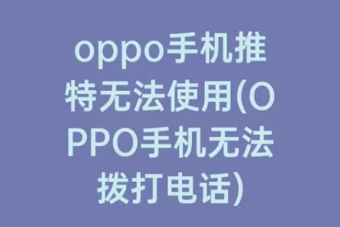 oppo手机推特无法使用(OPPO手机无法拨打电话)