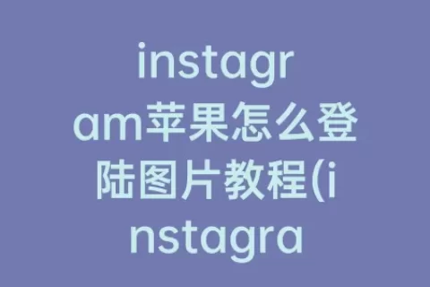 instagram苹果怎么登陆图片教程(instagram)