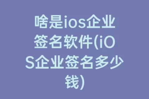 啥是ios企业签名软件(iOS企业签名多少钱)
