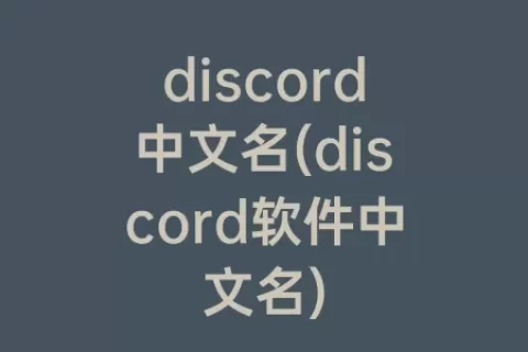 discord中文名(discord软件中文名)