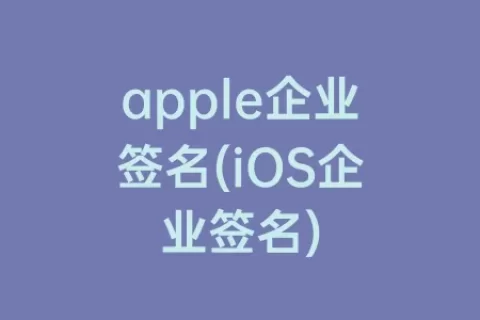 apple企业签名(iOS企业签名)