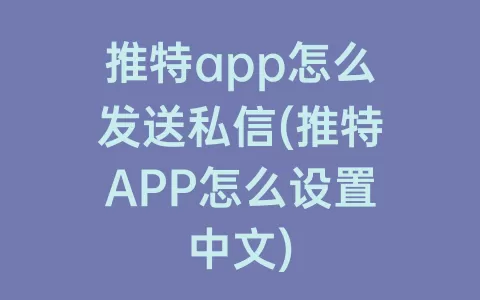 推特app怎么发送私信(推特APP怎么设置中文)