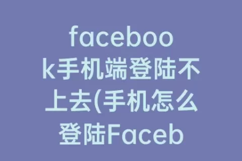 facebook手机端登陆不上去(手机怎么登陆Facebook)