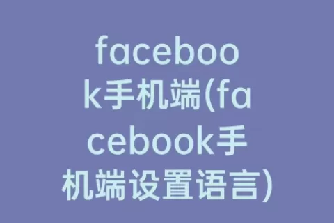 facebook手机端(facebook手机端设置语言)