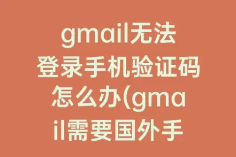 gmail无法登录手机验证码怎么办(gmail需要国外手机验证码)