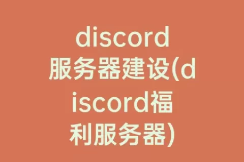 discord服务器建设(discord福利服务器)