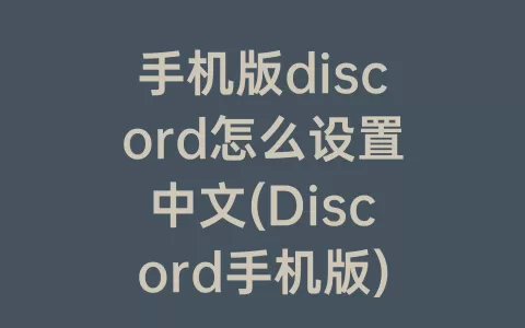 手机版discord怎么设置中文(Discord手机版)