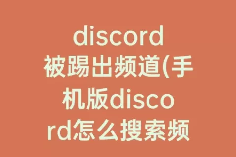 discord被踢出频道(手机版discord怎么搜索频道)