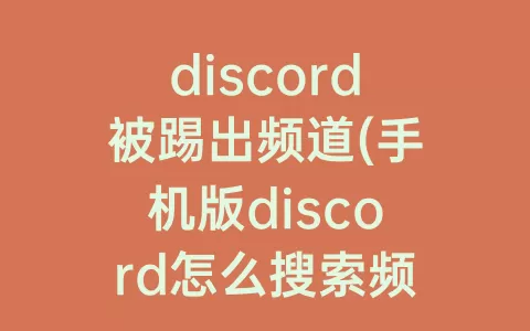 discord被踢出频道(手机版discord怎么搜索频道)