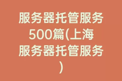 服务器托管服务500篇(上海服务器托管服务)