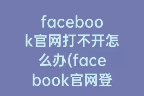 facebook官网打不开怎么办(facebook官网登录入口)