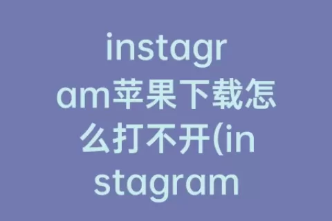 instagram苹果下载怎么打不开(instagram下载新版本)