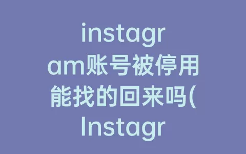 instagram账号被停用能找的回来吗(Instagram账号停用)