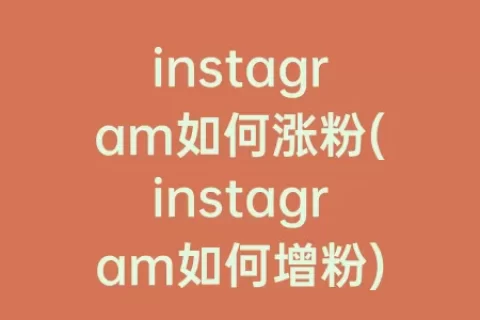 instagram如何涨粉(instagram如何增粉)