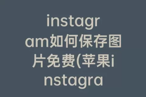 instagram如何保存图片免费(苹果instagram保存图片)