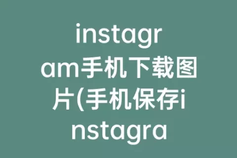 instagram手机下载图片(手机保存instagram图片)