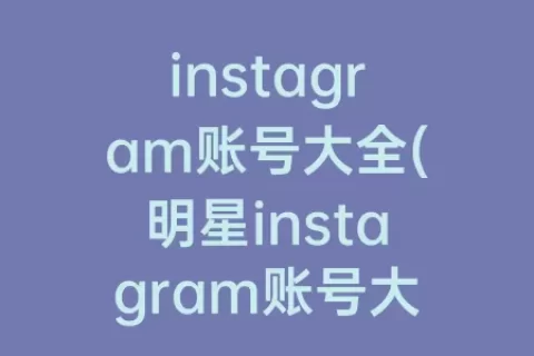 instagram账号大全(明星instagram账号大全)