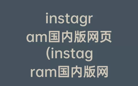 instagram国内版网页(instagram国内版网页twitter)