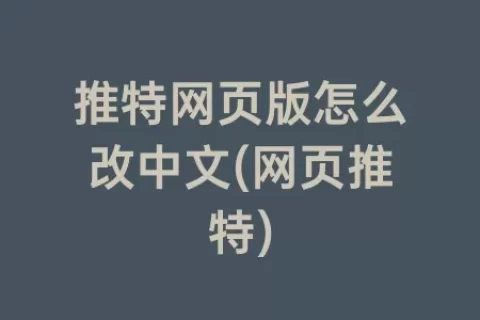 推特网页版怎么改中文(网页推特)