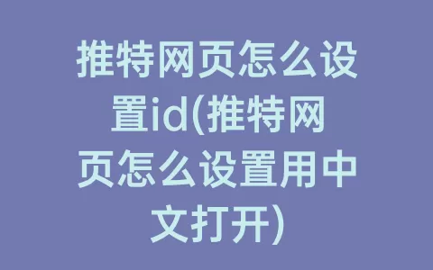 推特网页怎么设置id(推特网页怎么设置用中文打开)