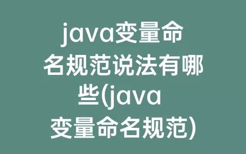 java变量命名规范说法有哪些(java 变量命名规范)
