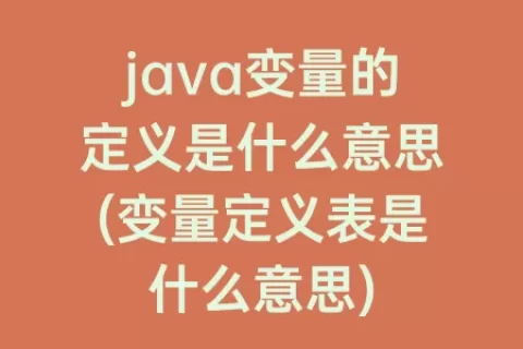 java变量的定义是什么意思(变量定义表是什么意思)