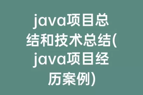 java项目总结和技术总结(java项目经历案例)