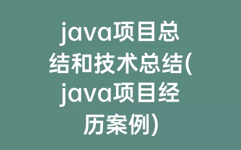java项目总结和技术总结(java项目经历案例)