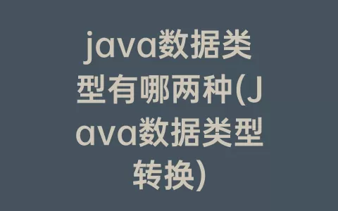java数据类型有哪两种(Java数据类型转换)