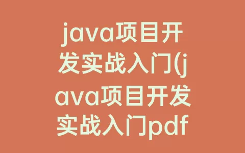 java项目开发实战入门(java项目开发实战入门pdf)