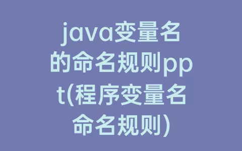java变量名的命名规则ppt(程序变量名命名规则)