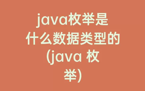 java枚举是什么数据类型的(java 枚举)