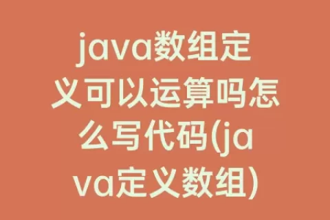 java数组定义可以运算吗怎么写代码(java定义数组)