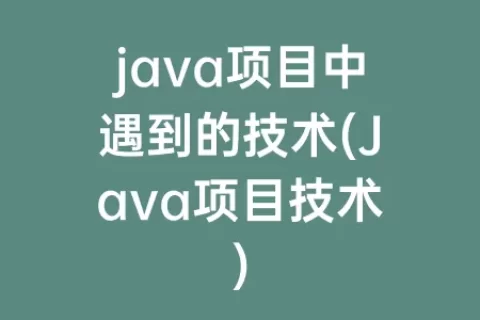 java项目中遇到的技术(Java项目技术)