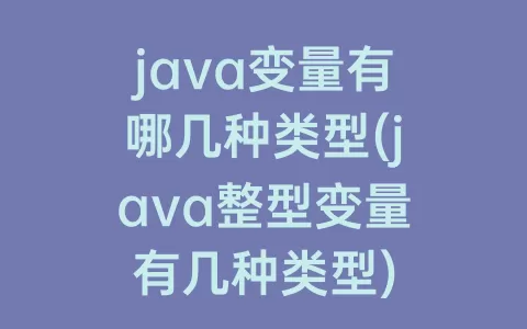 java变量有哪几种类型(java整型变量有几种类型)
