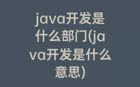java开发是什么部门(java开发是什么意思)